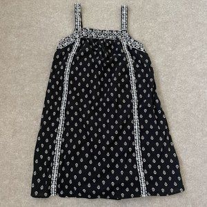 Old Navy Dress Womens Small Black Gauzy Cotton White Embroidery Sundress Summer